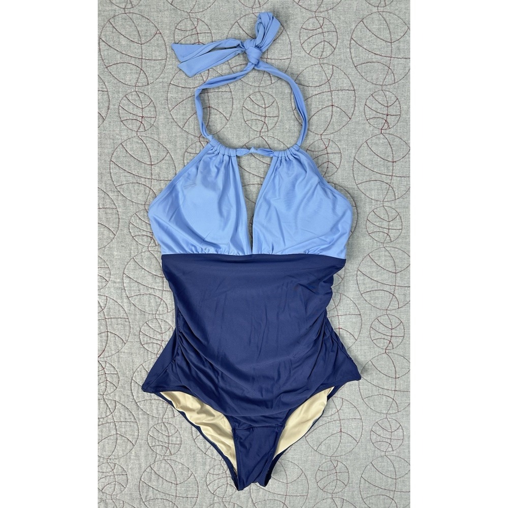 Women's Apologie Mermaid One-Piece‎ Swimsuit Size Small Blue Color Block